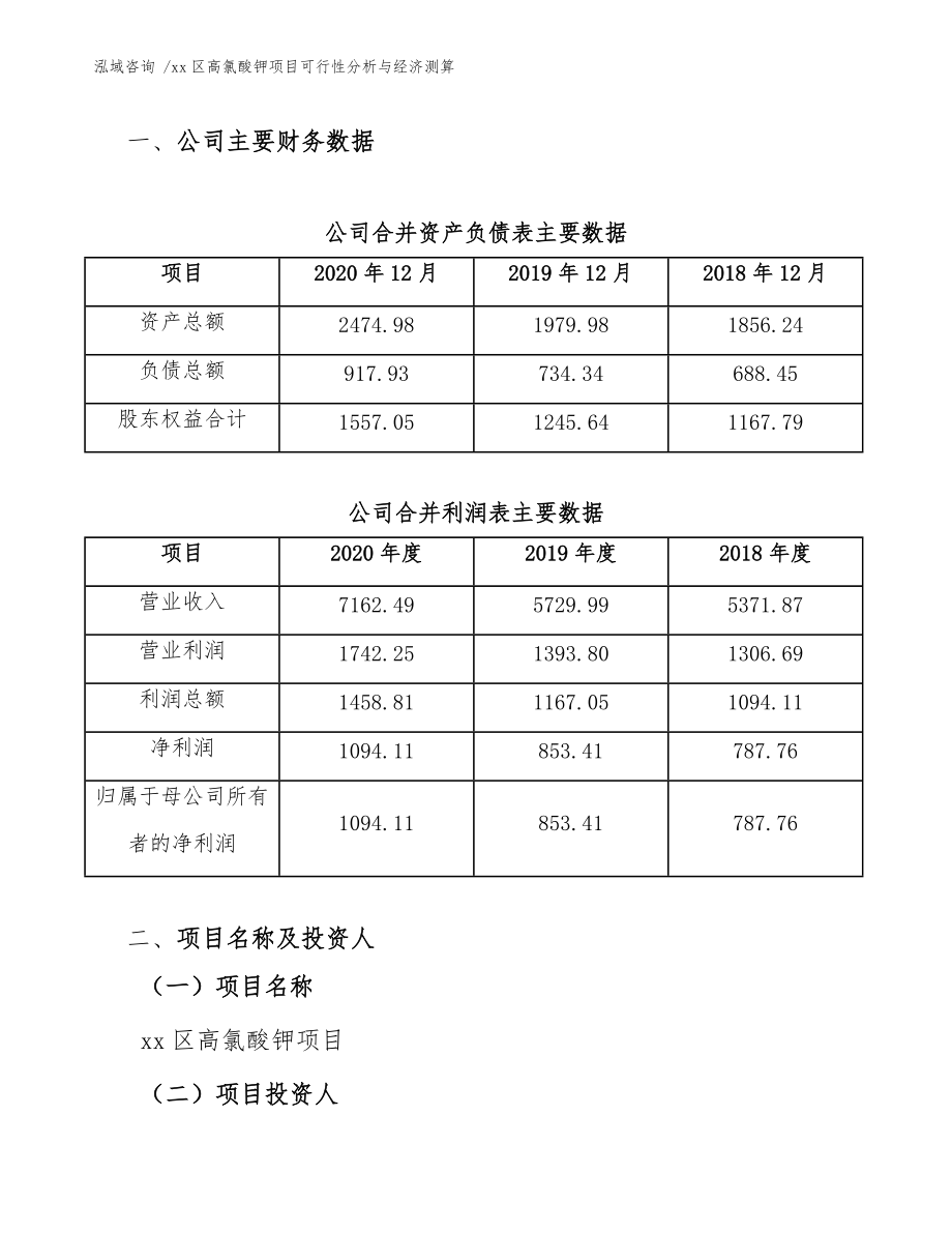 xx区高氯酸钾项目可行性分析与经济测算(模板)